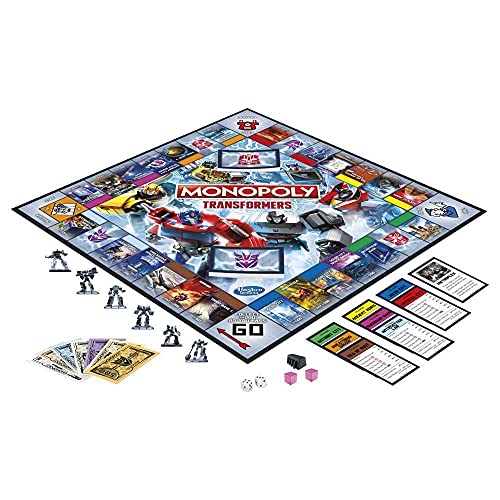 Monopoly: Transformers Edition Board Game for 2-6 Players Kids Ages 8 and Up, Includes Autobot and Decepticon Tokens
