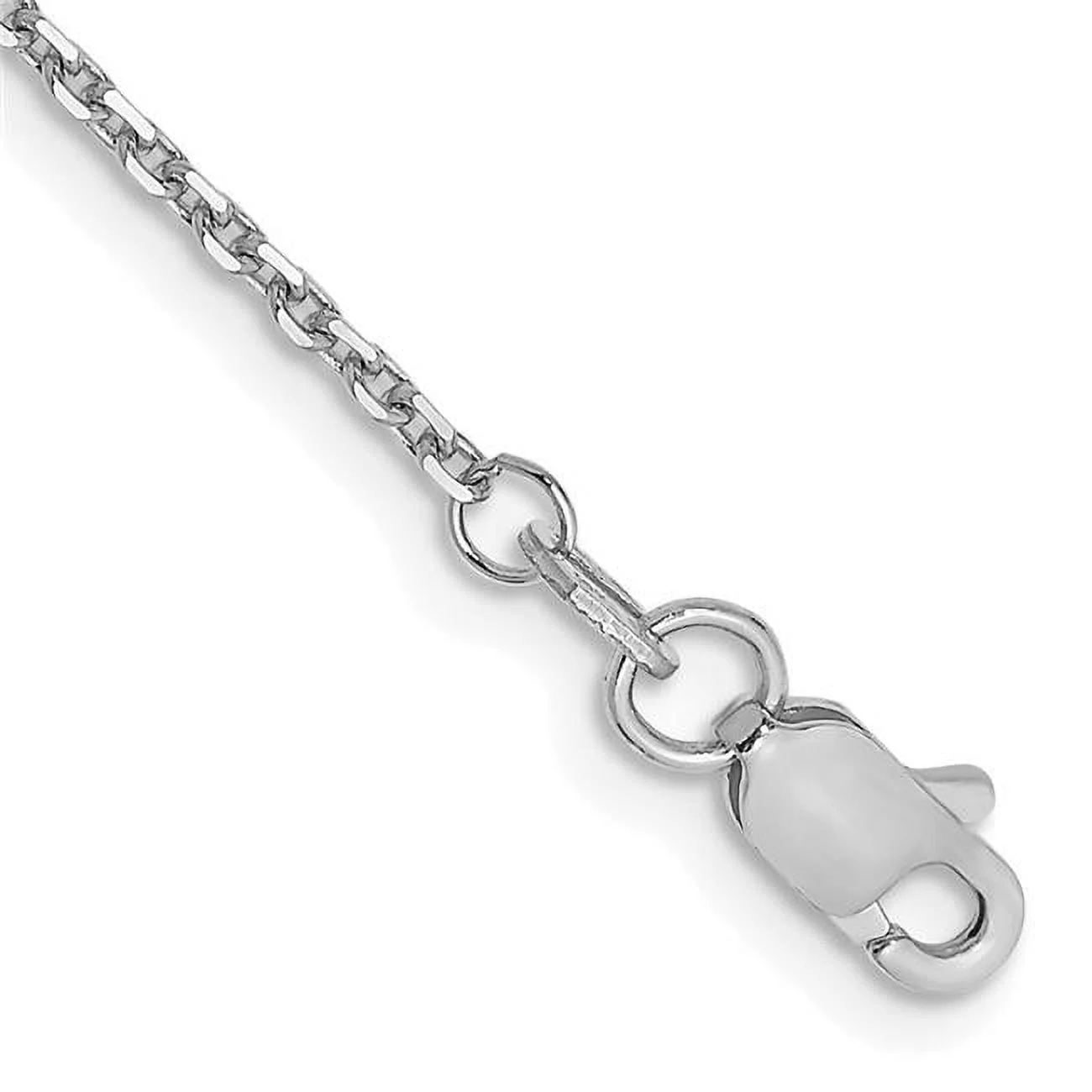 Primal Gold 14 Karat White Gold 1.4mm Diamond-cut Round Open Link Cable Chain Anklet