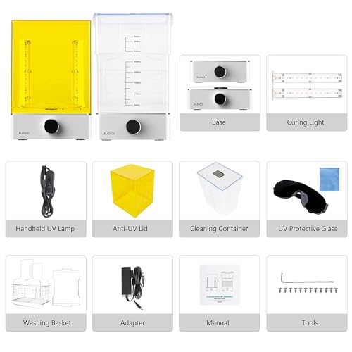 ELEGOO Mercury Plus V3.0 Wash and Cure Station, 7.5 L Large Capacity, Compatible with Mars Saturn Photon Halot MSLA LCD DLP 3D Printers