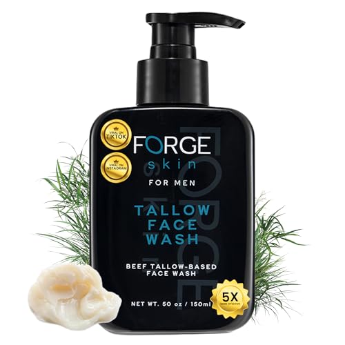 Original Forge Skin Beef Tallow for Skin Face Wash | Grass Fed Beef Tallow Hydrating Facial Cleanser Skincare | Mens Skin Care Tallow Face Moisturizer Soap | Beef Tallow for Face Exfoliating Face Wash