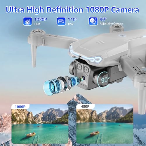 Drone with Camera for Kids & Adults, 1080P HD Mini FPV Drones with Altitude Hold, One-Key Take Off/Landing, Headless Mode, 360° Flips, Speed Adjustment, Toys Gifts for Boys Girls, Beginner