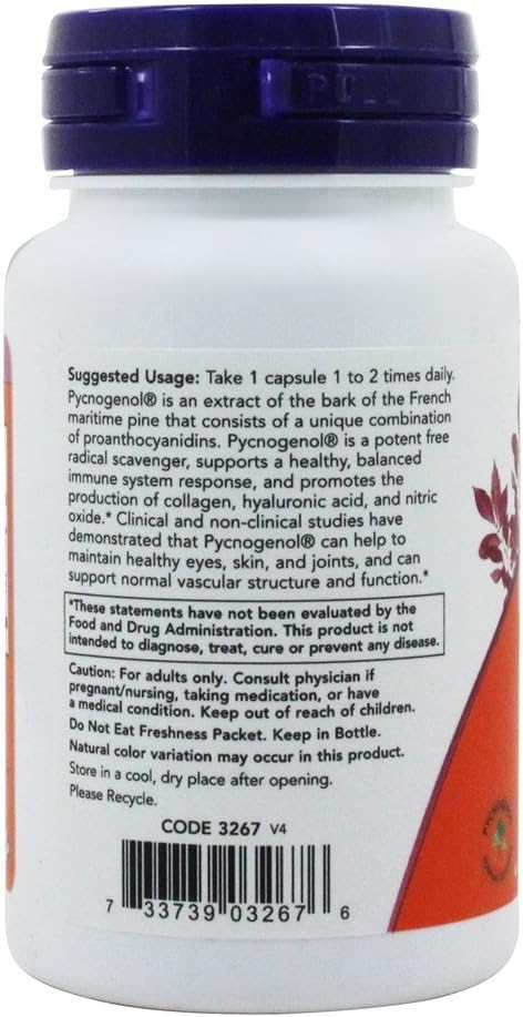 NOW Foods - Pycnogenol 100 mg. - 60 Vegetarian Capsules