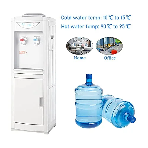 Water Dispenser, 5 Gallon Top Loading Water Cooler, Plastic Water Cooler Dispenser with Child Safety Lock & Cabinet, White (RJVWD02AEWT)