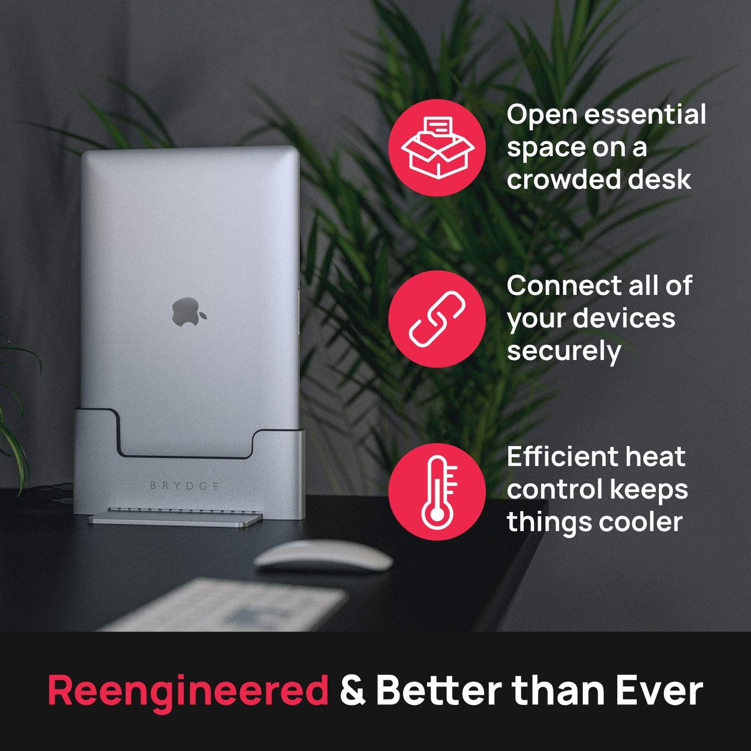 Brydge Vertical Docking Station Compatible with 13-inch MacBook Pro with Touch Bar (2020-2016), 2 x Thunderbolt™ 3 Ports