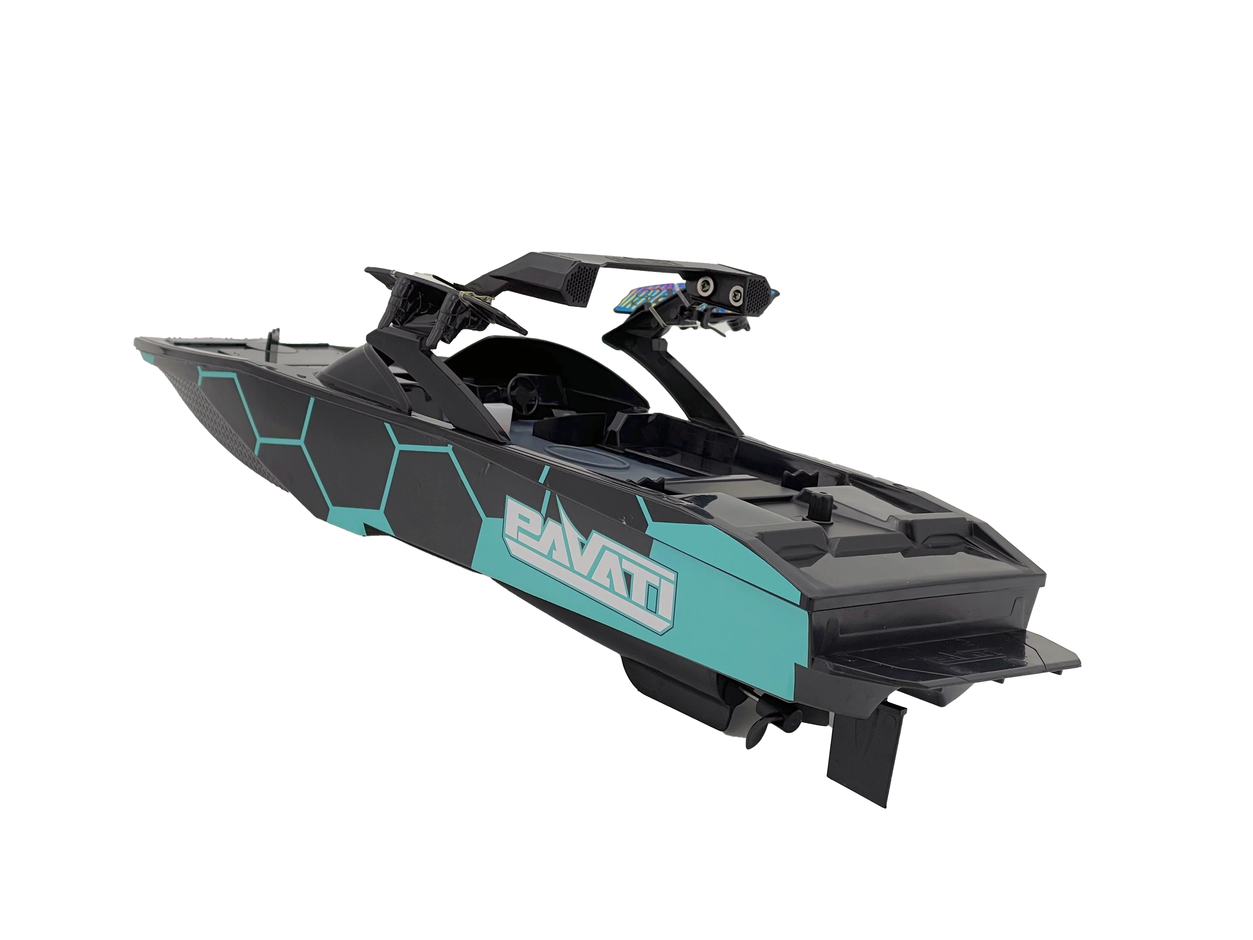1:18 Electric Blue and Black Pavati 2.0 Remote Control Wakeboard Boat from Hyper Toy Company!