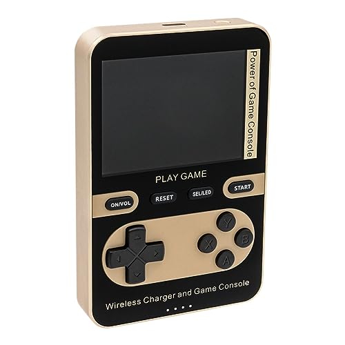 [UL Listed] Kastar 2 in 1 Handheld Video Game Console Built-in 500 Classic Mini Games with 5000mAh Battery Pack Magnetic Power Bank Wireless Charger Max 15W【Color: Golden】