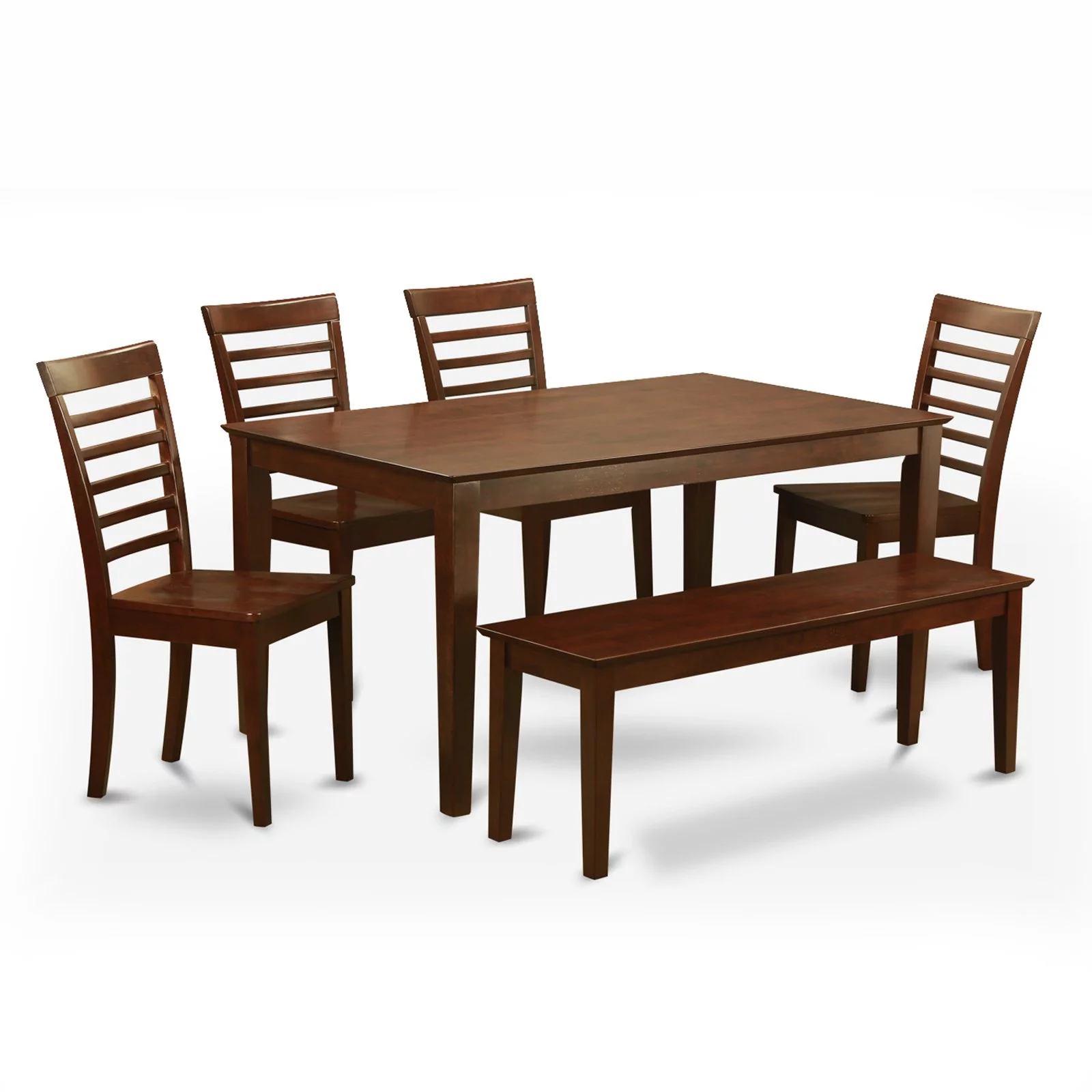 East West Furniture Capris 6 Piece Rectangular Dining Table Set with Milan Wooden Chairs And Bench