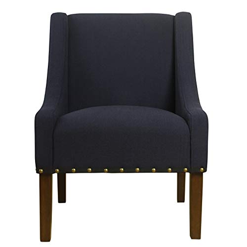HomePop Velvet Swoop Arm Accent Chair, Suri Blue