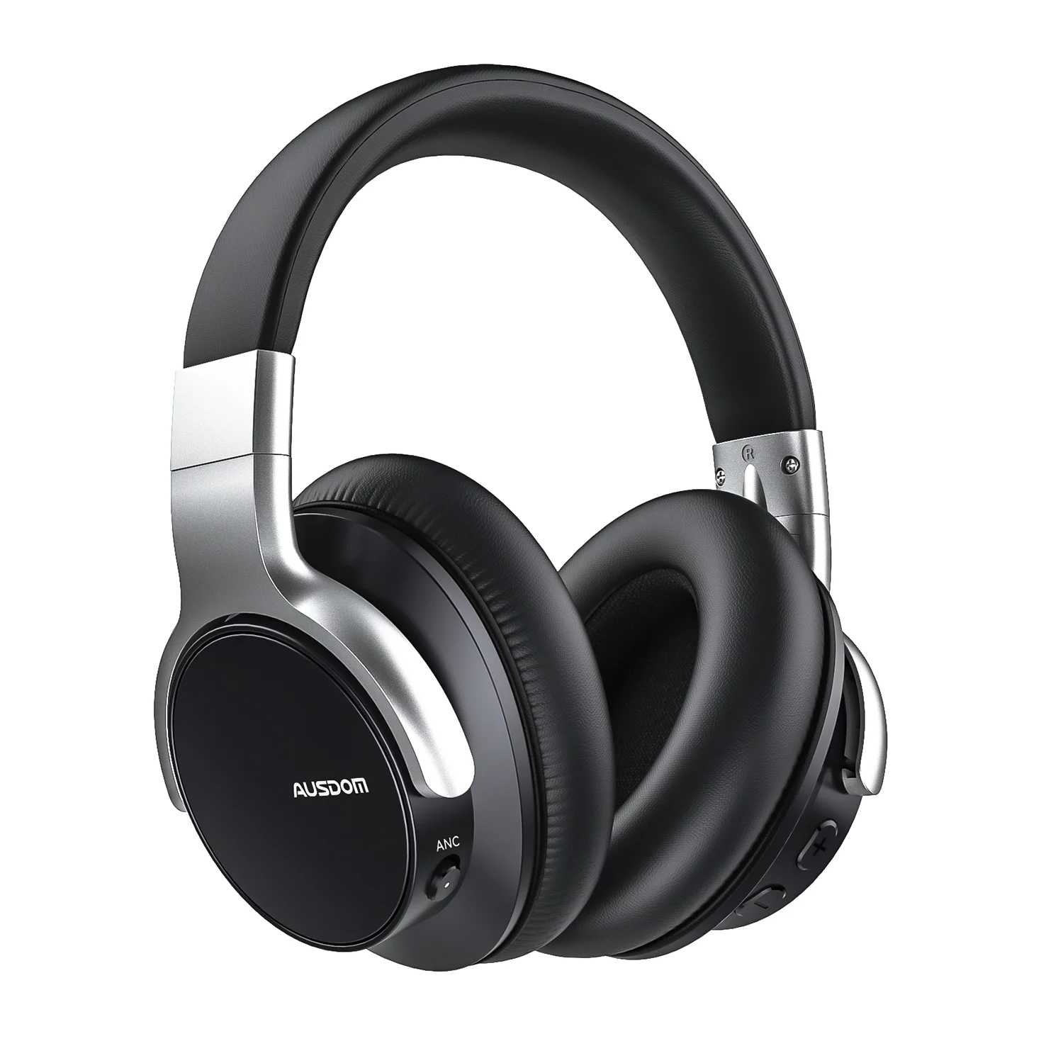 AUSDOM E7 Active Noise Cancelling Headphones,Wireless over Ear Bluetooth 5.0 Headsets with Mic,Black