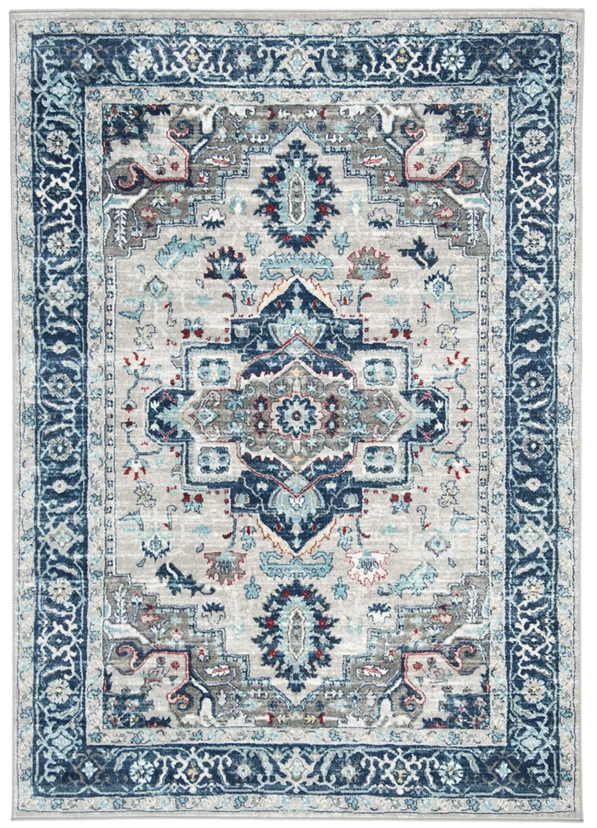 SAFAVIEH Brentwood Nanette Floral Bordered Area Rug, 2' x 4', Light Grey/Blue