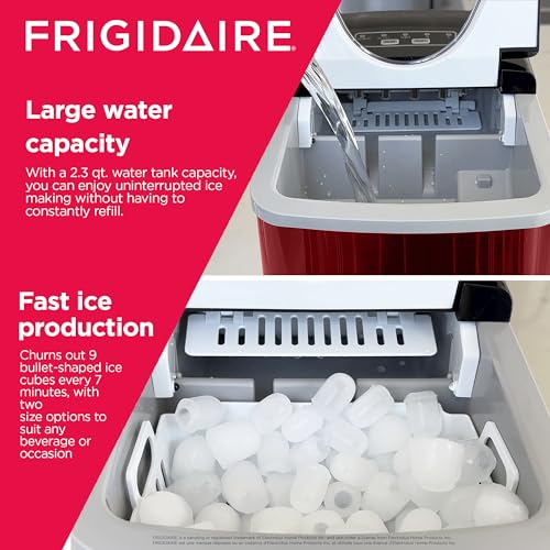 Frigidaire Countertop Ice Maker, Compact Machine, 26 lbs per day, Stainless