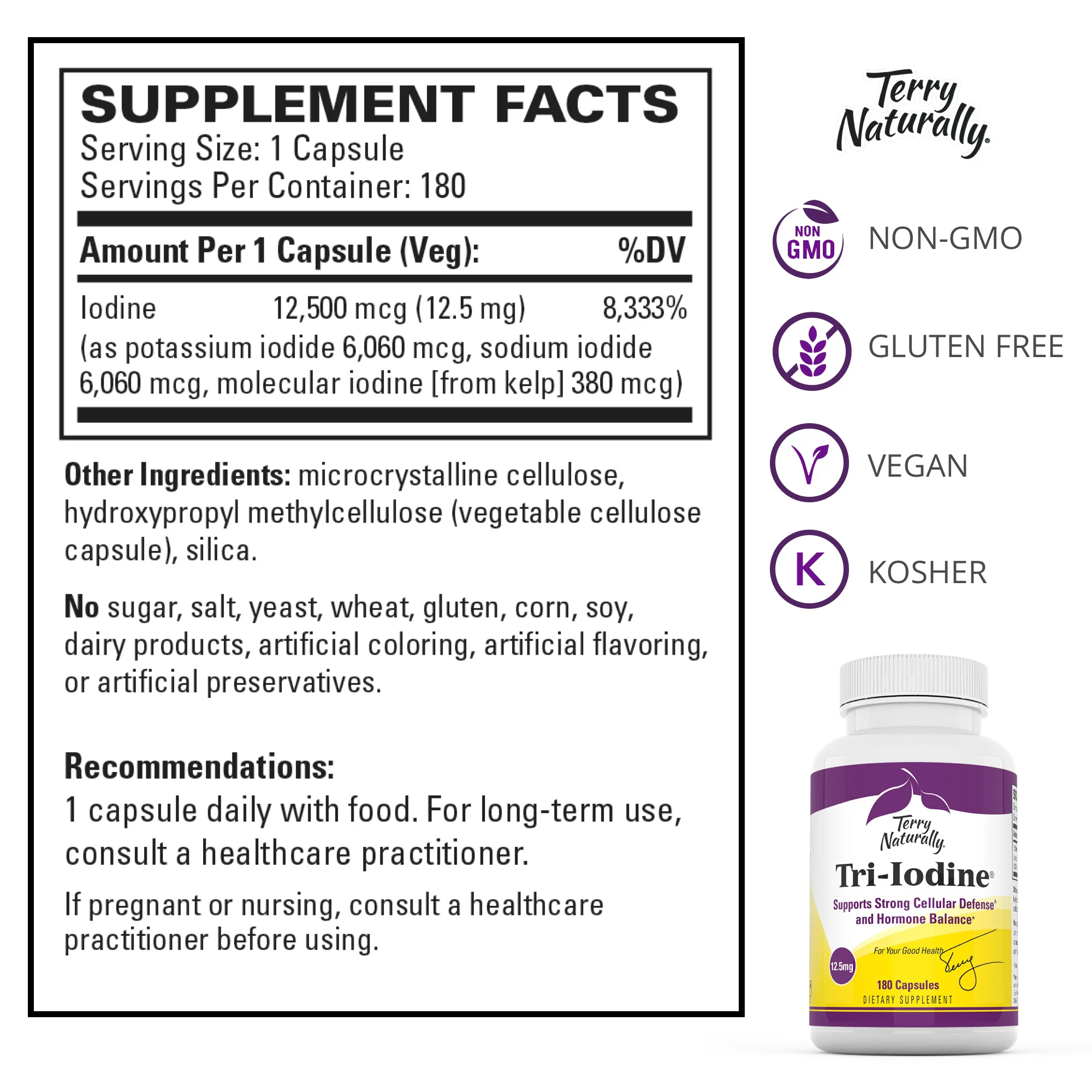 EuroPharma Terry Naturally  Tri-Iodine, 180 ea