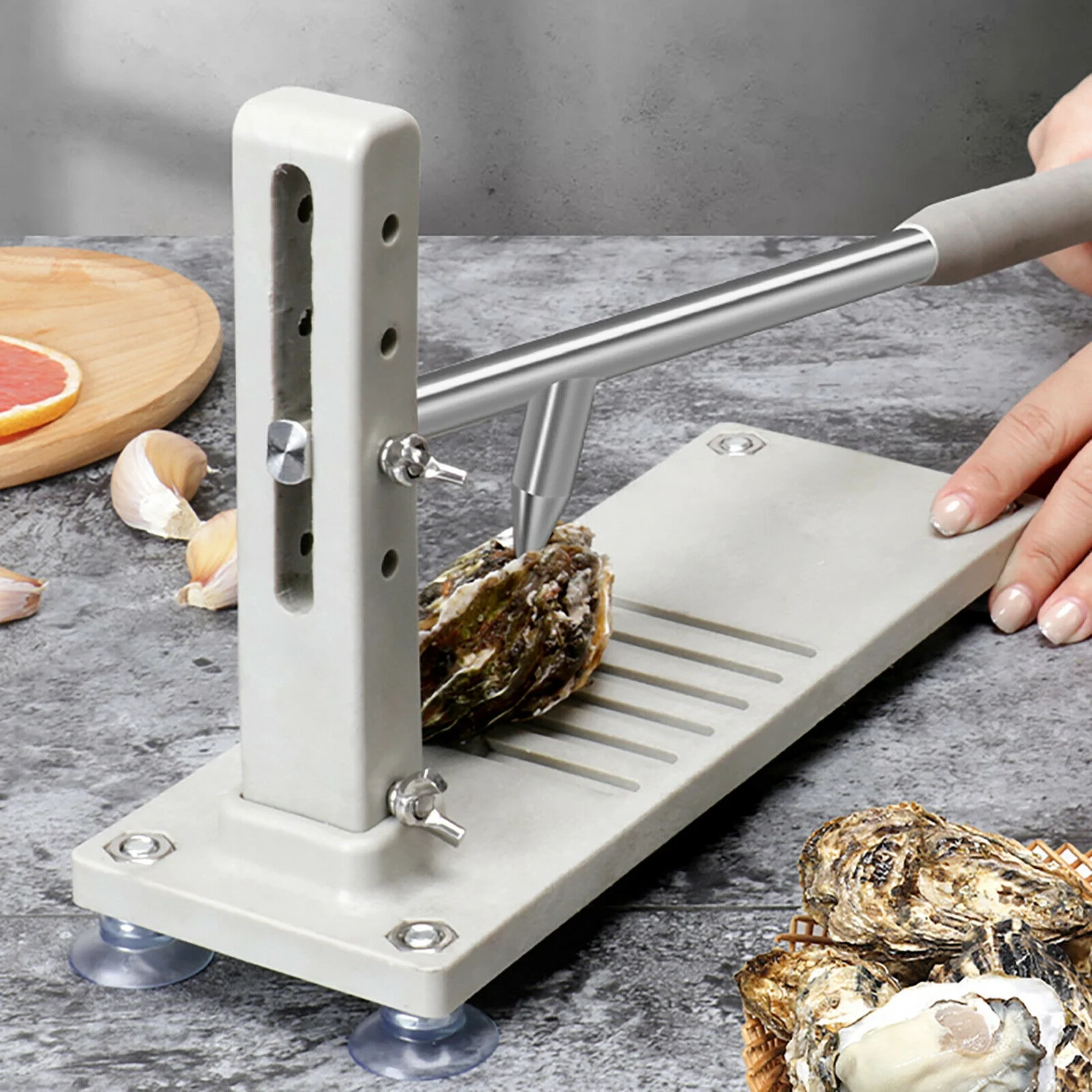 ANQIDI Oyster Shucker Horizontal Clam Opener Tool and Knife Set Stainless Steel Scallop Shellfish Manual Shucking Tool
