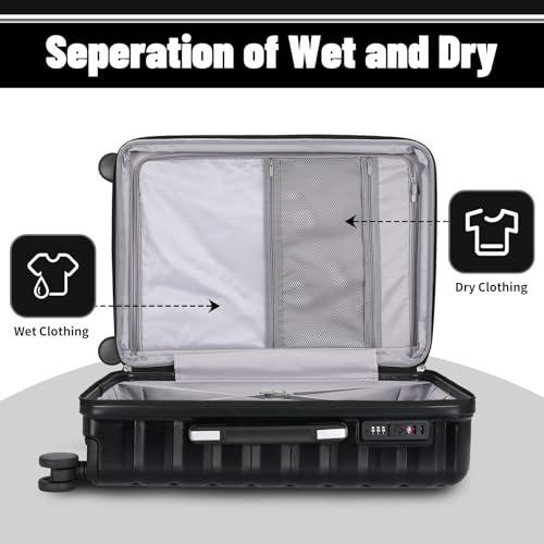 Lightweight Luggage with Spinner Wheels & YKK Zipper, 3-Piece Travel Suitcase ABS+PC Hardshell Luggage Set with TSA Lock, Light Avocado Green (20+24+28 inch)