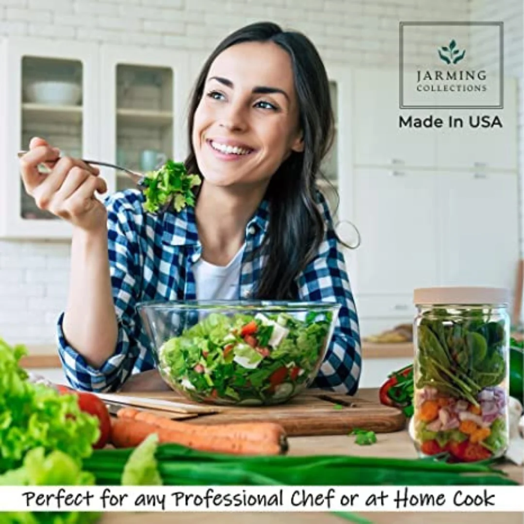 Jarming Collections Extra Wide Mouth Glass Quart Jars with Lids - 32 oz Jars with Lids - Made in the USA (3 pack)