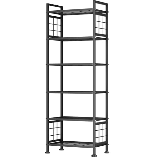 GIOTORENT 6-Wire Standing Storage Shelf for Bathroom Organizers and Storage & Laundry Room Organization, Metal Shelving Unit Pantry Rack for Kitchen & Bathroom, Black