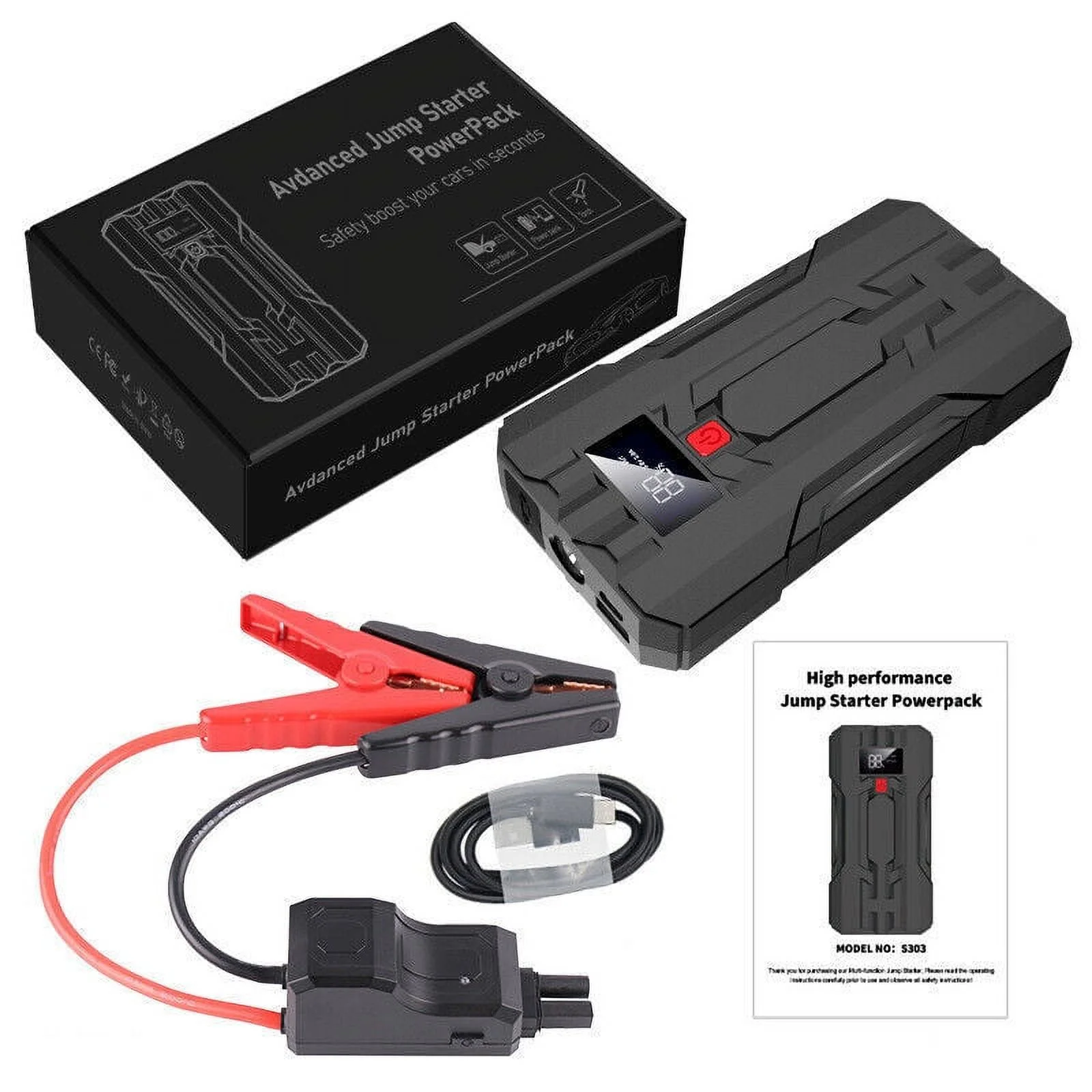 MDHAND 30000mAh Start Engine Battery Charger Automotive 12V Car Jumper Starter Power Bank Pack for USB Charging Devices