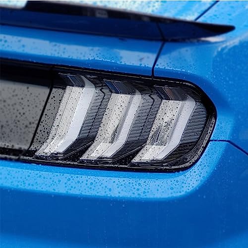 VLAND LED Rear Lights Compatible with Mustang 2015-2023 w/Sequential Amber/Red Turn Signal (5 Lighting Modes Switchable), Transparent Lens Taillight Assembly, Passenger&Driver Sides