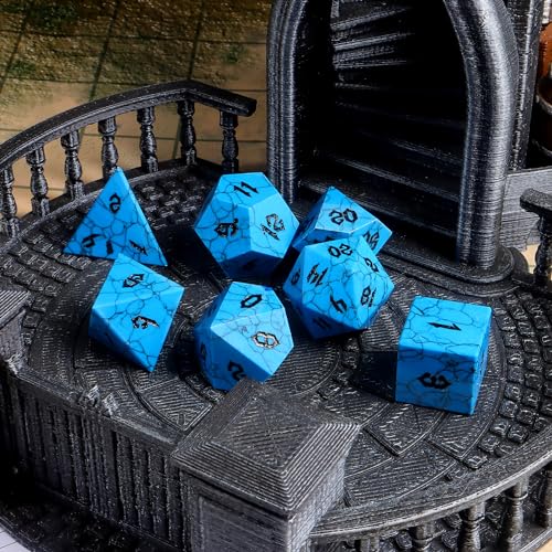 Aventurine Gemstone DND Dice Set, 7 PCS Dungeons and Dragons Dice with Case for RPG MTG, Stone Dice Set D&D D4 D6 D8 D10 D00 D12 D20