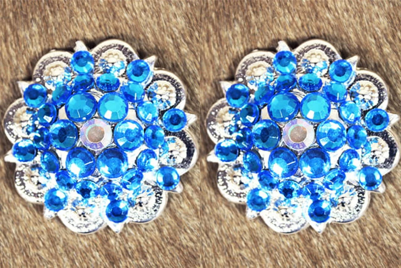 10HS 8 Hilason Western Berry Conchos Glass Rhinestones Bling 1.5