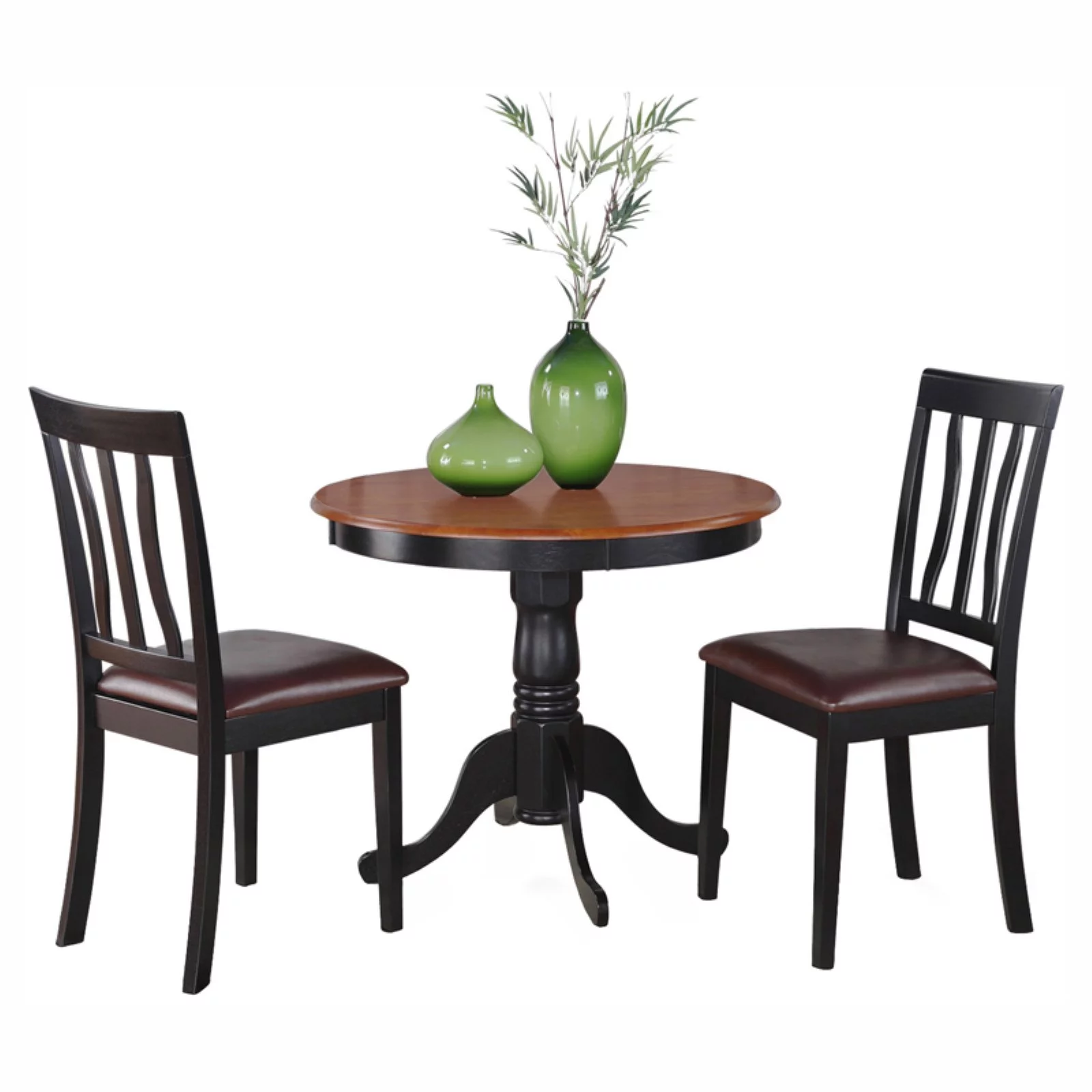 East West Furniture Antique 3-piece Dining Table and Chair Set in Black/Cherry