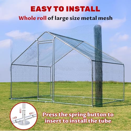 Large Chicken Coop for 20 Chickens Metal Chicken Run with Waterproof Cover for Walk-in Chicken Run for Yard Outdoor Poultry Cage