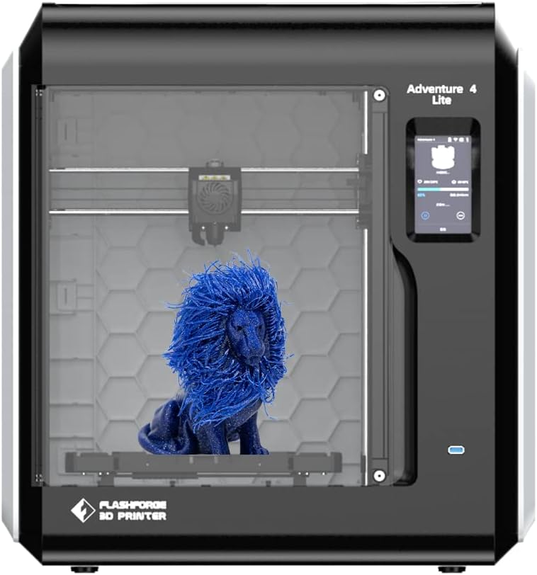 FlashForge Adventurer 4 Lite 3D Printer Leveling-Free with Quick Removable Nozzle, Carborundum Glass Platform and Resume Printing Function, 220x200x250mm Printing Size