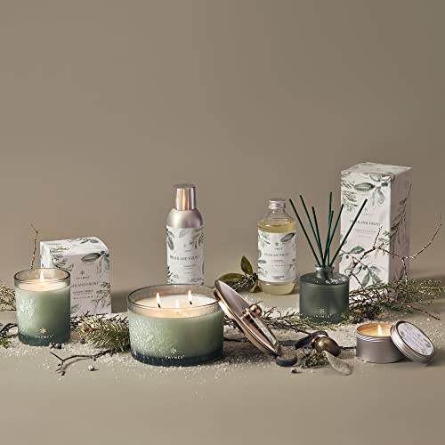 Thymes Highland Frost Large Candle - Scented Candle with Crisp Notes of Sage, Eucalyptus, and Cypress Needles - Luxury Home Fragrance - Sage-Green Candle (18 oz)