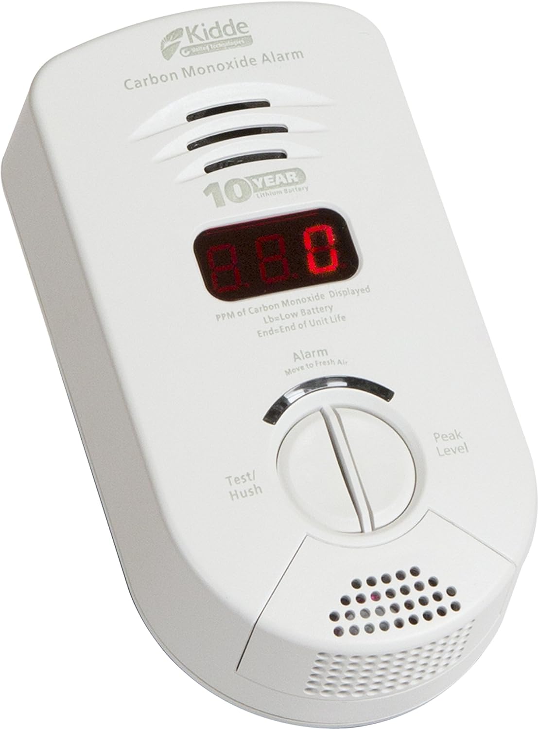 Kidde Bedroom Plug-in Carbon Monoxide Detector Alarm with Sealed Lithium Battery Backup and Digital Display | Model 900-0282 | KN-COP-DP-10YB, White