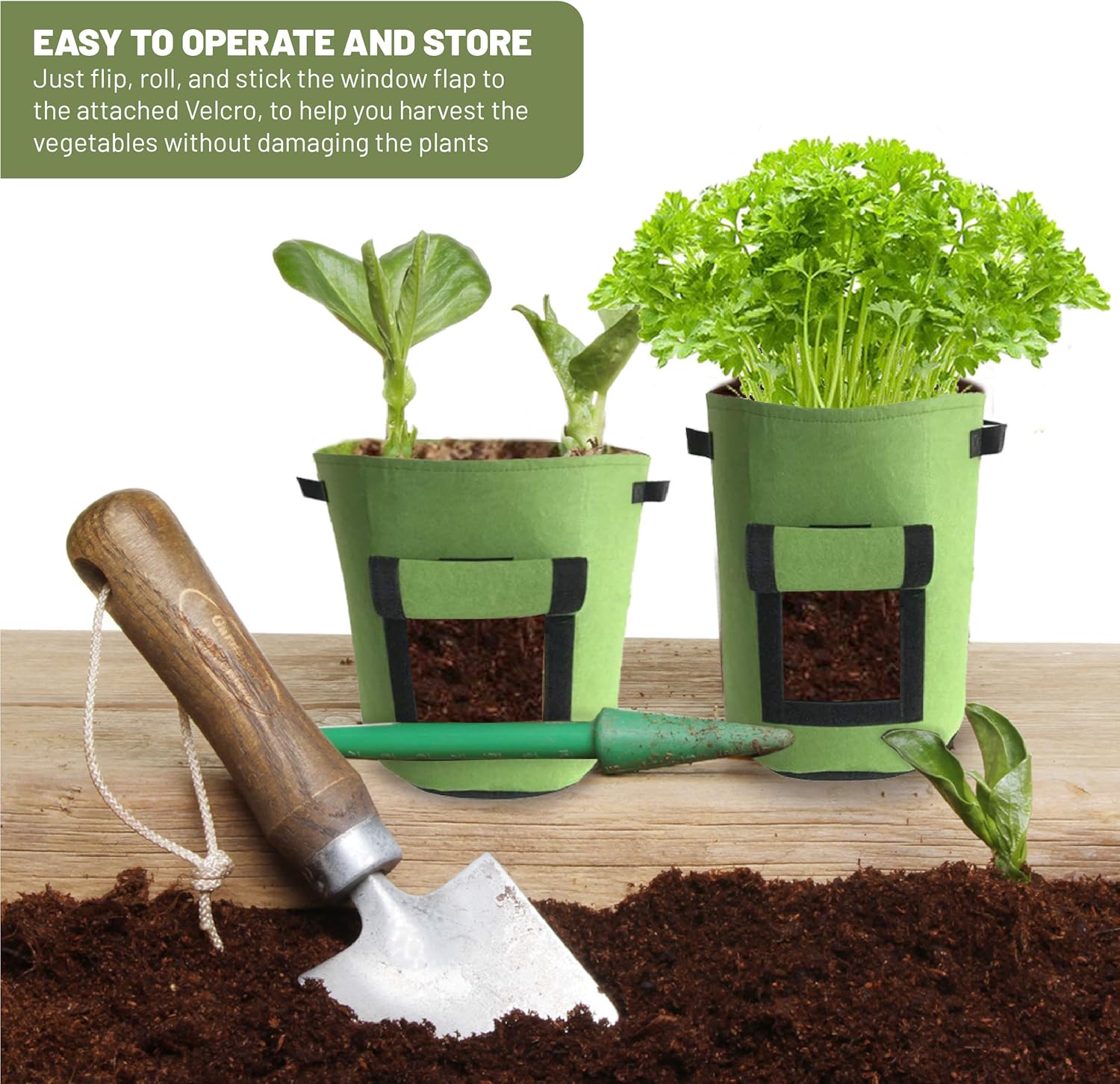 Grow Bags Pack of 3-10 Gallon Heavy Duty Non Woven Fabric Planter Bags. Planting Garden Pots with Sturdy Handles & Large Harvest Window - Growing Potato, Carrot, Onion, Radish, Taro, Peanuts