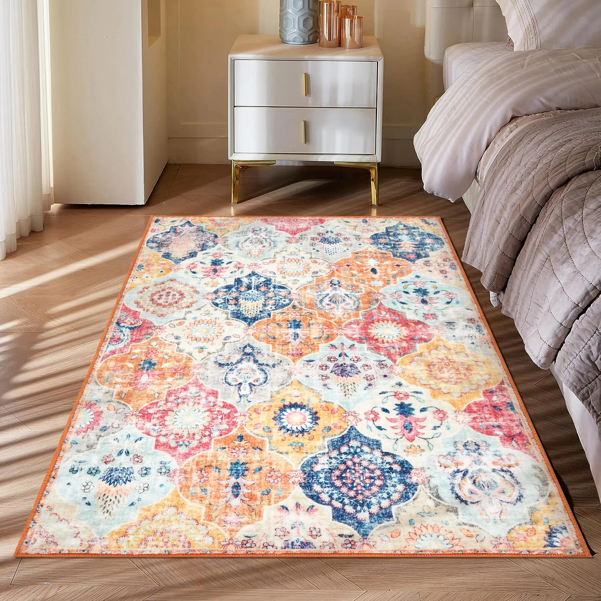 WondRg Small Area Rugs on Clearance 3'x5' Machine Washable Oriental Distressed Rugs for Living Room Bedroom Entryway Rugs Doorway Kitchen Dining Room Office Non-slip, Multicolor