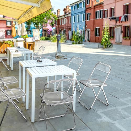 VINGLI Acrylic Folding Chairs 2 Pack, Clear Chair Foldable and Stackable, Plastic Panel & Metal Chrome Frame, Weight Capacity 350 lbs, Transparent