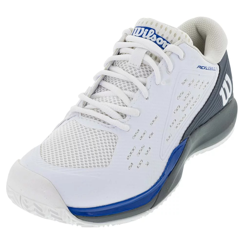 Wilson Men`s Rush Pro Ace Pickler Pickleball Shoes White and Stormy Weather (  9   )