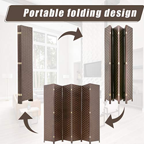 Wood Mesh Woven Design 4 Panel Folding Wooden Screen Room Divider