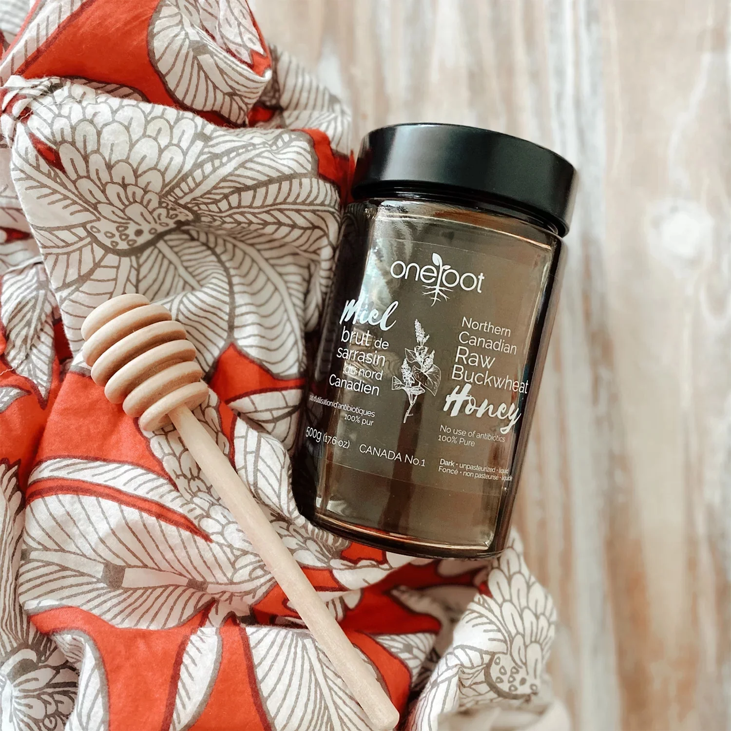 OneRoot 3-Pack Natural Raw Buckwheat Honey - 500g each - Unpasteurized, High in Antioxidants, Single Source, Gluten-Free, Supports Skin Care, 100% Pure, Never Heated, from Canada