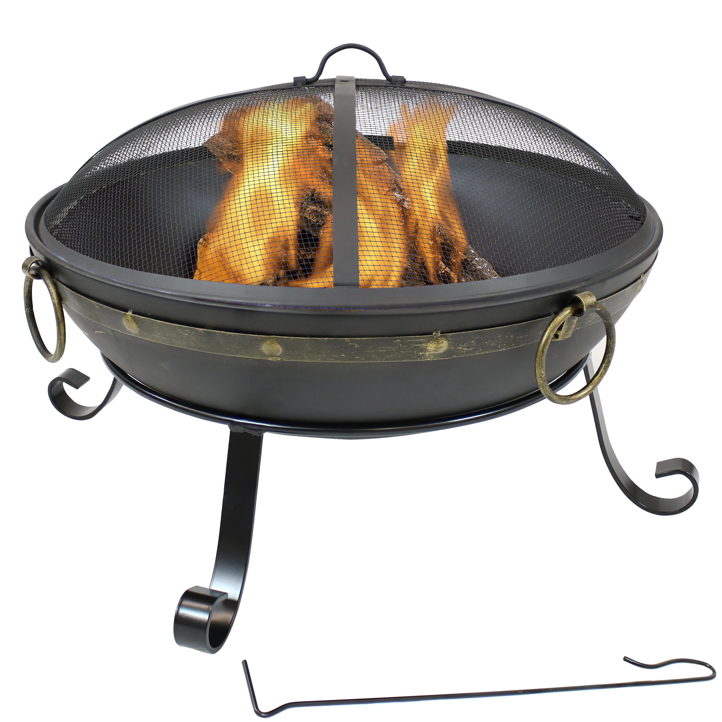 Sunnydaze Victorian Steel Fire Bowl and Spark Screen - 25