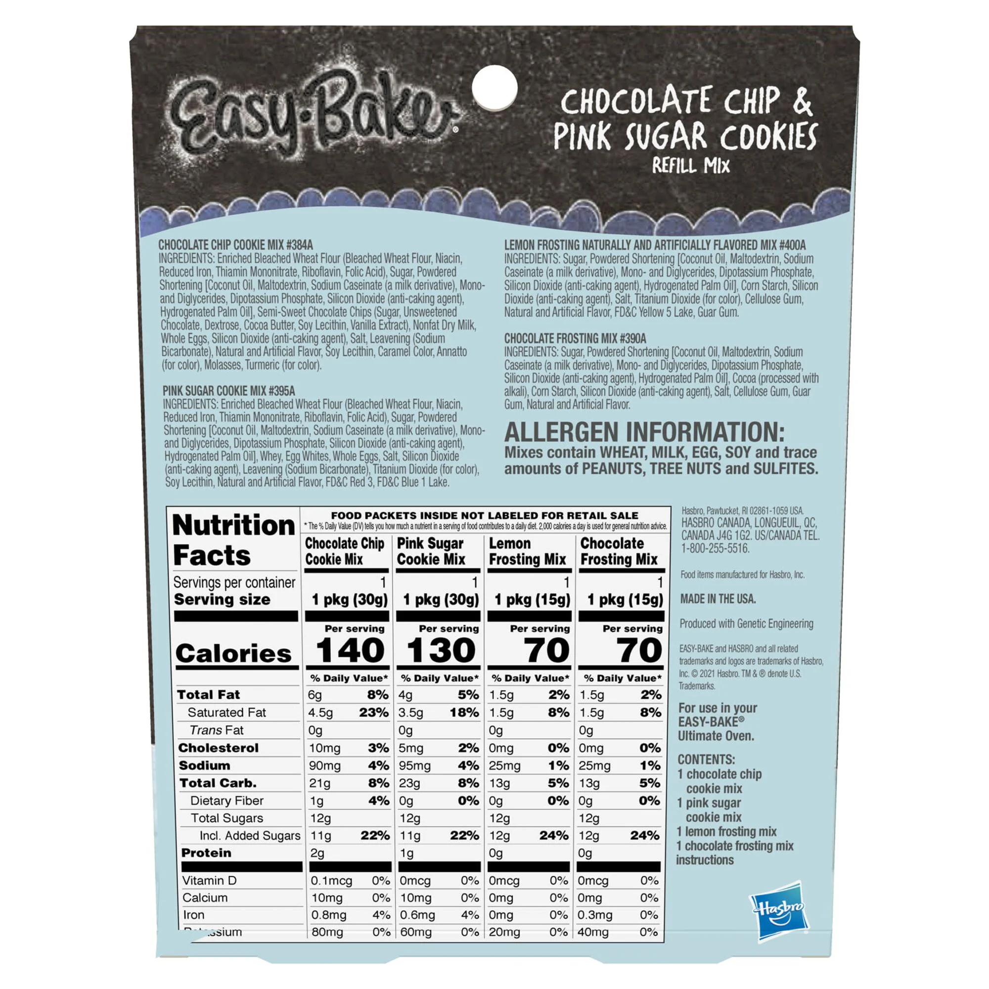 Easy-Bake Chocolate Chip and Pink Sugar Cookies Refill Mix, 3.2 oz, Box