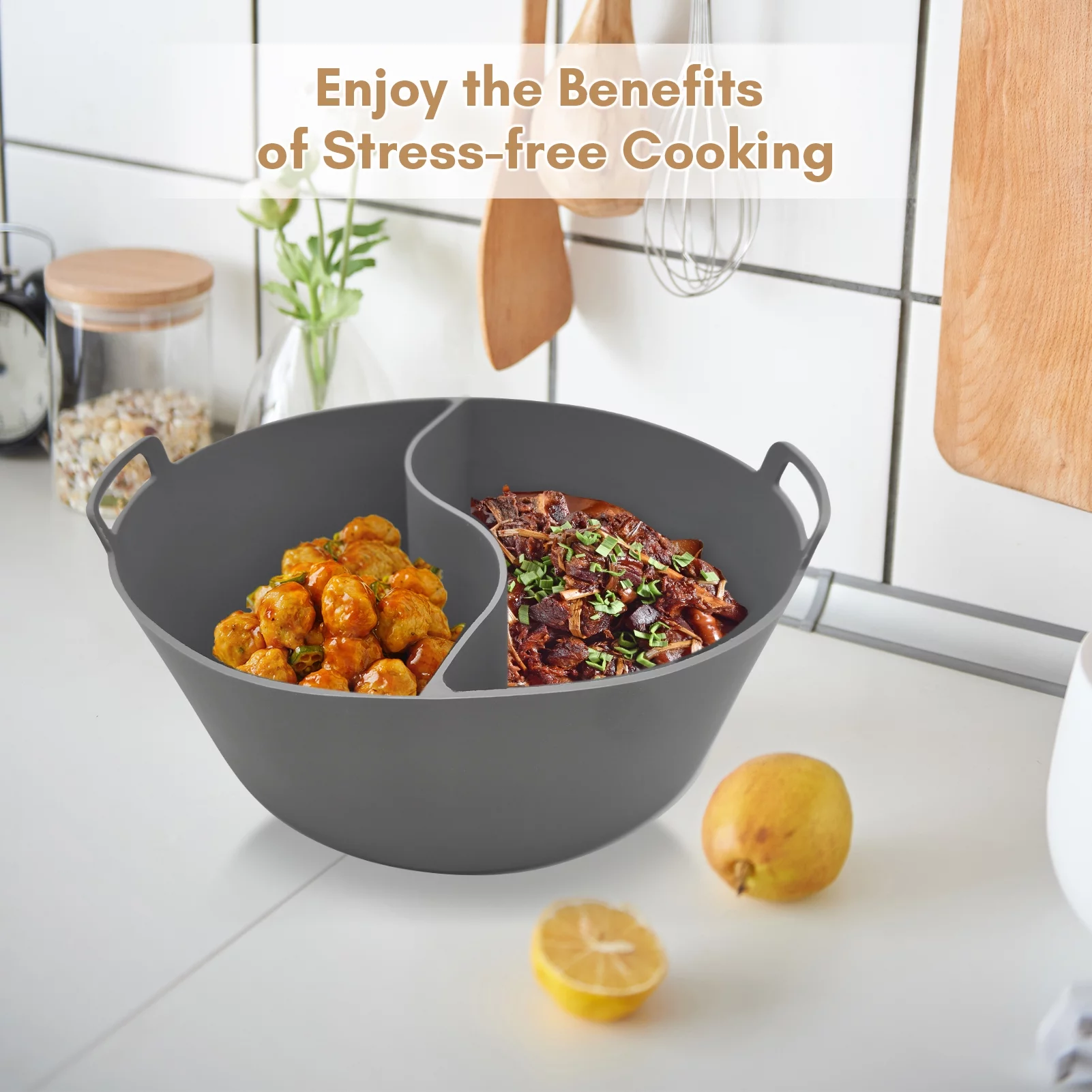 Anself Crock-Pot Slow Cooker Liners, 2pcs, Food Grade Silicone, Reusable, Leakproof, Dishwasher Safe