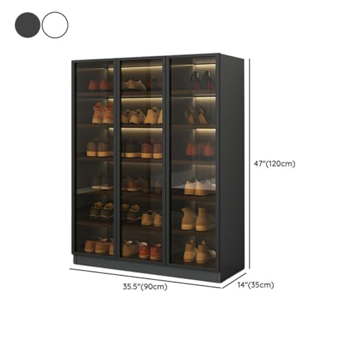 CraftThink Shoe Cabinet with Glass Doors & Sensor Light, Glam Style 6-Tier Freestanding Shoe Rack Storage Organizer with Adjustable Shelves for Hallway Entryway Garage (White, 47