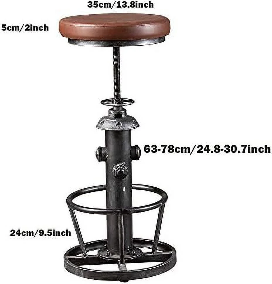 TJUNBOLIFE Industrial  Stools Vintage Swivel  Chairs 24.8-30.7inch Height Adjustable Farmhouse Kitchen Counter Island Stool Fire Hydrant Design Pub Stool