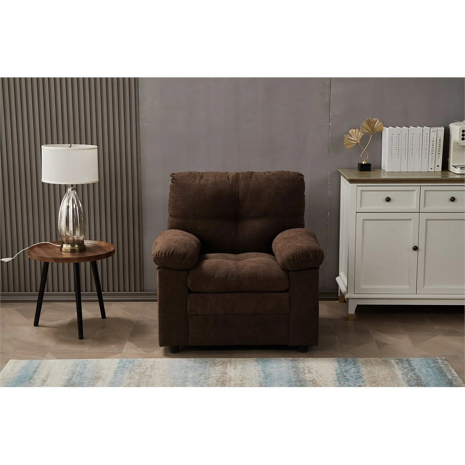 Home Square Linen Living Room Chair in Brown Finish - Set of 2