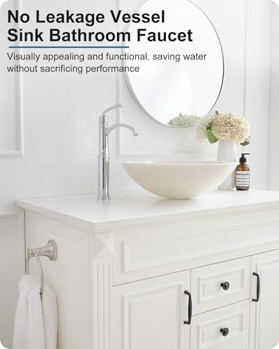 Vessel Sink Faucet, Oil Rubbed Bronze Waterfall Bathroom Sink Faucets, Brass Tall Bathroom Faucet Vanity Faucet 1 Hole Restroom Faucet Single Handle with Pop-up Drain Supply Hose