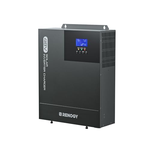 Renogy Inverter Charger 3500W Pure Sine Wave Solar Inverter 48V DC to 120V AC, Built-in 80A MPPT Charge Controller and Bluetooth, All in one Solar Inverter Charger for Home Energy Storage, Off-Grid