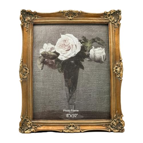 CISOO 8x10 Vintage Picture Frame Antique Ornate Black Photo Frame, for Table Top and Wall Display, Decorative Floral Design Retro Home Decor, Photo Gallery Art