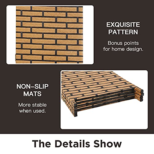 Wood Mesh Woven Design 4 Panel Folding Wooden Screen Room Divider