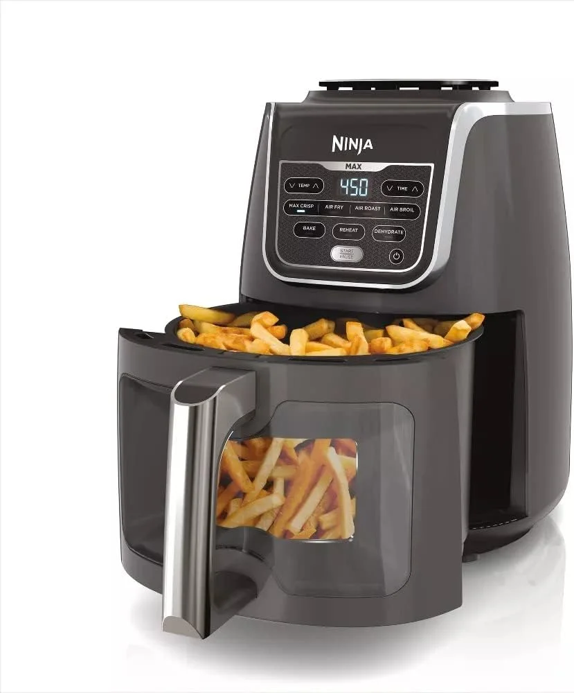 Restored Ninja AF171 EzView Max XL Air Fryer that Cooks, Crisps, Roasts, Broils, Bakes, Reheats & Dehydrates, with 5.5 Quart Capacity, and a EzView Window, Grey (Certified ) (Refurbished)