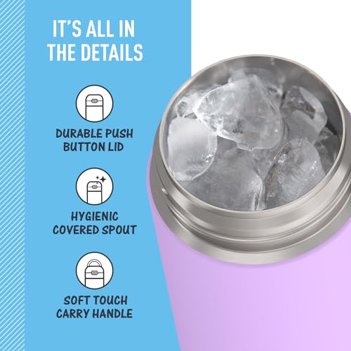 THERMOS FUNTAINER 16 Ounce Stainless Steel Vacuum Insulated Bottle with Wide Spout Lid, Apricot