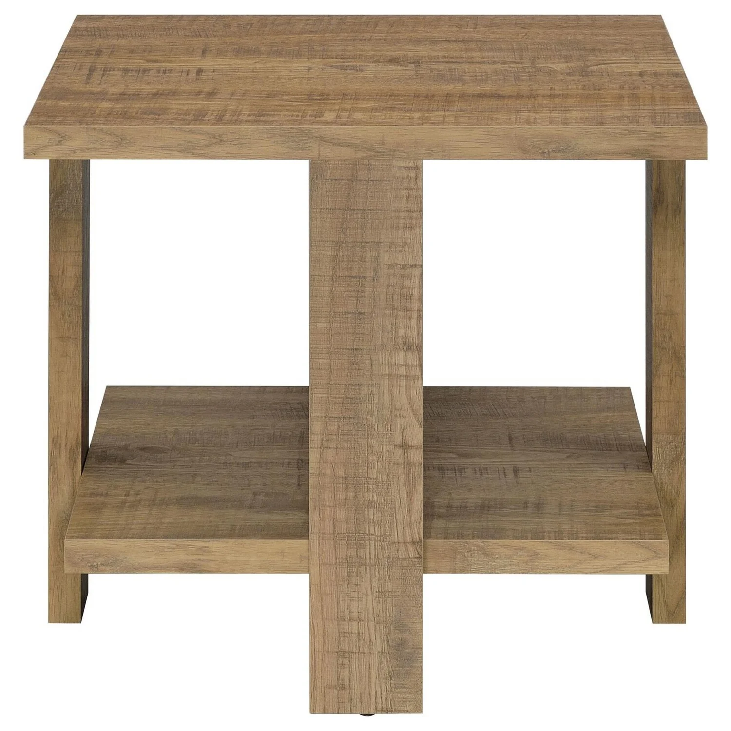 BenJara Dew 24 Inch Side End Table with Lower Shelf, Engineered Wood, Mango Brown