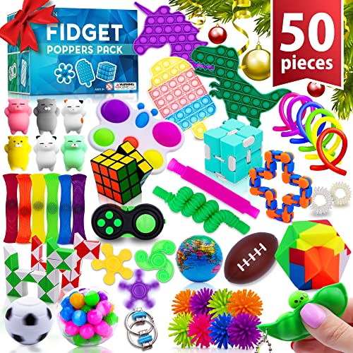 Fidget Toys Pack 50 Pcs – Party Favors for Kids 8-12, Stocking Stuffers for Kids, Bulk Sensory Toys for Classroom Treasure Box Prizes, Goodie Bags, Birthday Gifts