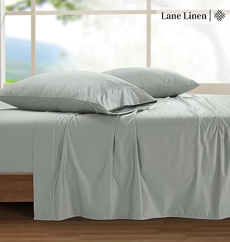 Lane Line 100% Egyptian Cotton Queen Sheet Set - 1500 TC, 4 PCs - Luxury Sateen Cotton White Bed Sheets Set - Hotel White Sheets Queen Set - 15